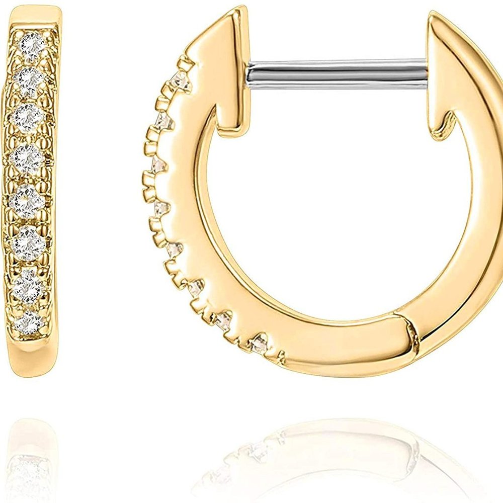 14K Gold Plated Cubic Zirconia Cuff Earrings